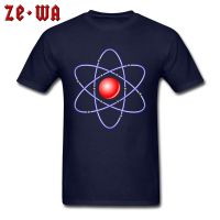 Print Men T-shirt Atom Nucleus T Shirts Geek Chic Designer Clothing For Students Navy Blue 100% Cotton Tops &amp; Tees Summer New