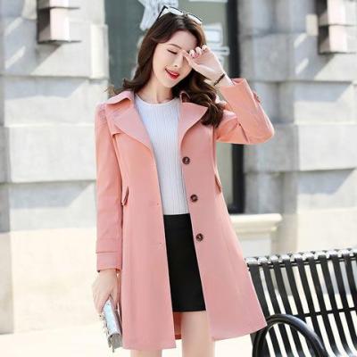 Women New Spring and Autumn and Winter Korean Version of The Wild Fashion Thin Section In The Long Section of The Coat Windbreaker Jacket Female Models Khaki Black