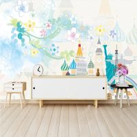 ☊❂ Custom 3D Cartoon Mural Wallpaper Warm Cartoon Flower Building Wall Painting Childrens Bedroom Background Decor Wall Paper 3 D