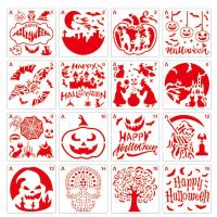 Halloween Painting Template Pumpkin Expression Templates Ghost Cat Stencils With Paint Brush For DIY Craft Drawing Spraying Rulers  Stencils