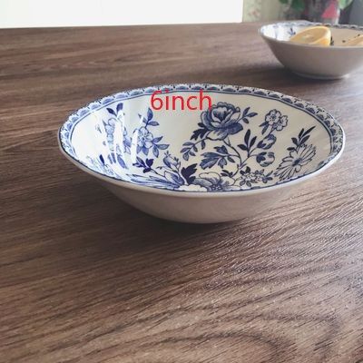 British Retro Blue and white porcelain tableware steak plate photo flower dessert plate soup plate bowl