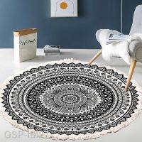 2023☫พรม Mandala Boho ทรงกลมพรมเช็ดเท้าห้อง Macrame พรมปูพื้นห้องนอน