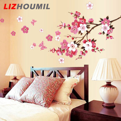 LIZHOUMIL สติกเกอร์ติดผนังลายแบบถอดได้สีชมพูผีเสื้อสำหรับห้องนั่งเล่นห้องนอน