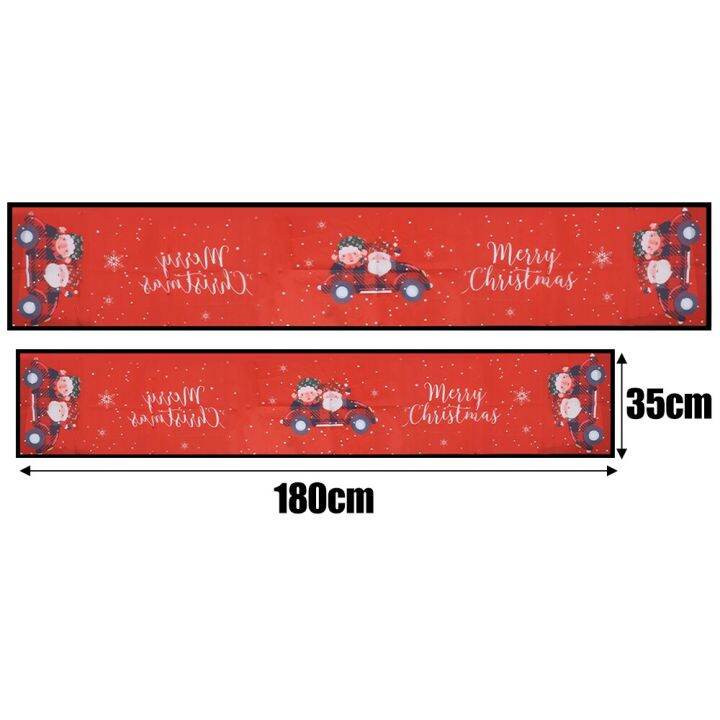 ผ้าปูโต๊ะผ้าโพลีเอสเตอร์สำหรับตกแต่งโต๊ะคริสต์มาสวันเกิดผ้าปูโต๊ะสี่เหลี่ยมโต๊ะทานอาหาร180x35cm-คริสต์มาส