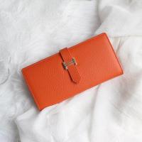 Genuine Leather Women Wallets Luxury Long Hasp Lychee Pattern Coin Purses Female nd Solid Colors New Thin Clutch Phone Bag