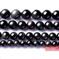 Free Shipping Natural Stone Black Obsidian Round Loose Beads 16 quot; Strand 4 6 8 10 12 14MM Pick Size For Jewelry Making BOB01