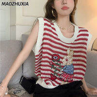 เสื้อสเวตเตอร์ลายกระต่าย MAOZHUXIA เสื้อเสื้อกล้ามฤดูร้อนอายุเกาหลี