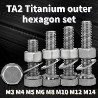 1Set TA2 Set Mur Pencuci Musim Semi Sekrup Segi Enam Eksternal Titanium Murni M3 M4 M5 M6 M8 M10 M12 M14