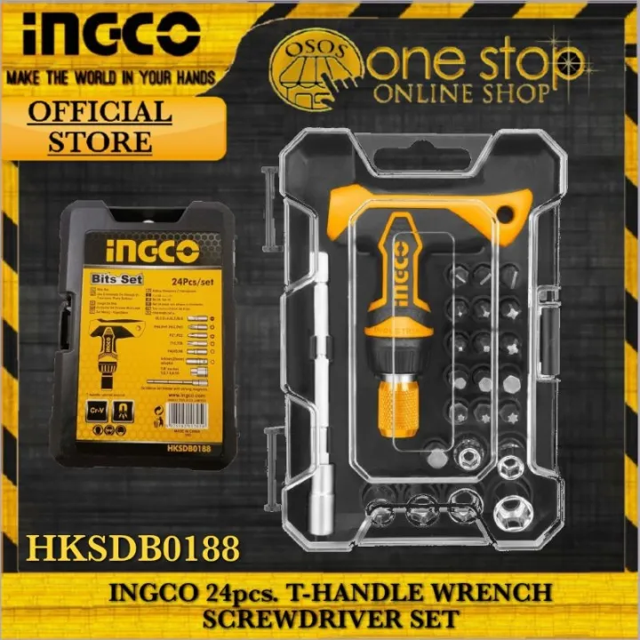 KelPKZX5 Ingco 24pcs T-handle Wrench Screwdriver Set HKSDB0188 | Lazada PH