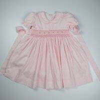 2023 New Summer Baby Girls Princess Elegant Smocked Dresses 1 2 3 4 5 Years Kids Girls Solid Handmade Smocking Dresses Cotton