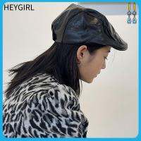 HEYGIRL พียู PU หมวกเบเร่ต์ ใบหน้าเล็กลง สไตล์วรรณกรรม หมวกเด็กขายหนังสือพิมพ์ วินเทจ ปรับได้ปรับได้ หมวกกันแดดย้อนยุค ผู้หญิงผู้หญิงผู้หญิง