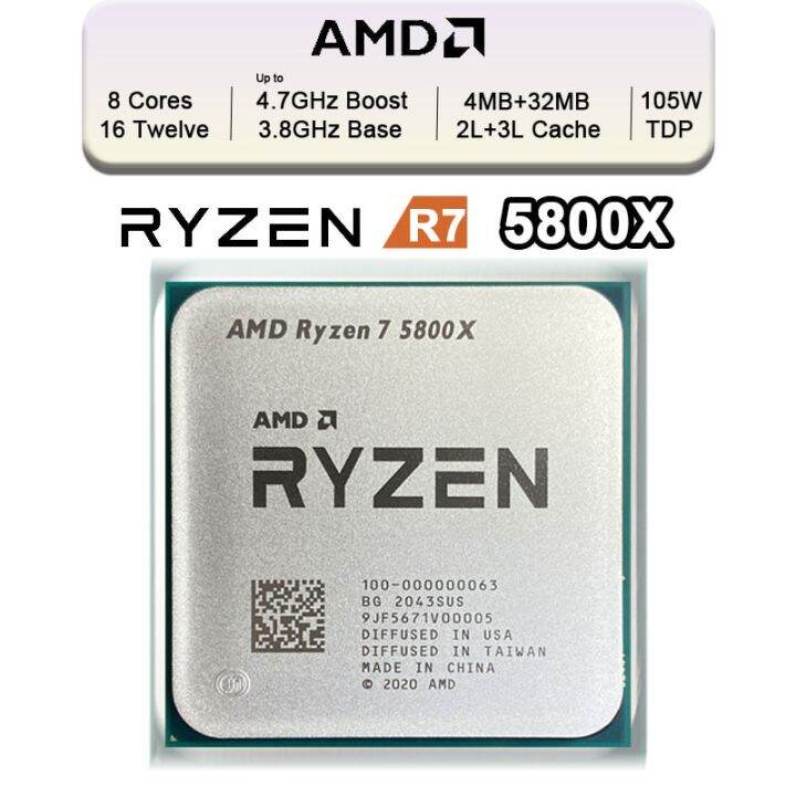 Amd New Ryzen 7 5800x R7 5800x 38 Ghz Eight Core 16 Thread 7nm L332m 100 000000063 Support 5884