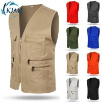 Mens Multi Pockets solid color Travel Fishing Photography Outdoor Vest