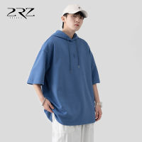 2Rz Mens Hooded Short-Sleeved T-Shirt Mens And Womens Same Summer Fashion Brand Hong Kong Style Loose Leisure All-Matching Half-Sleeved Hoodie