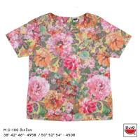 เสื้อแตงโม (SUIKA) - เสื้อผ้าป่านมัสลิน คอปาดกระดุมหลัง 3 เม็ด แขนสั้น  (M.C-100)