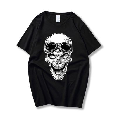 Mens Casual Cotton T-shirt Fashion Skull Shirt Trend Clothes Oversized Blouse 100% Cotton Gildan