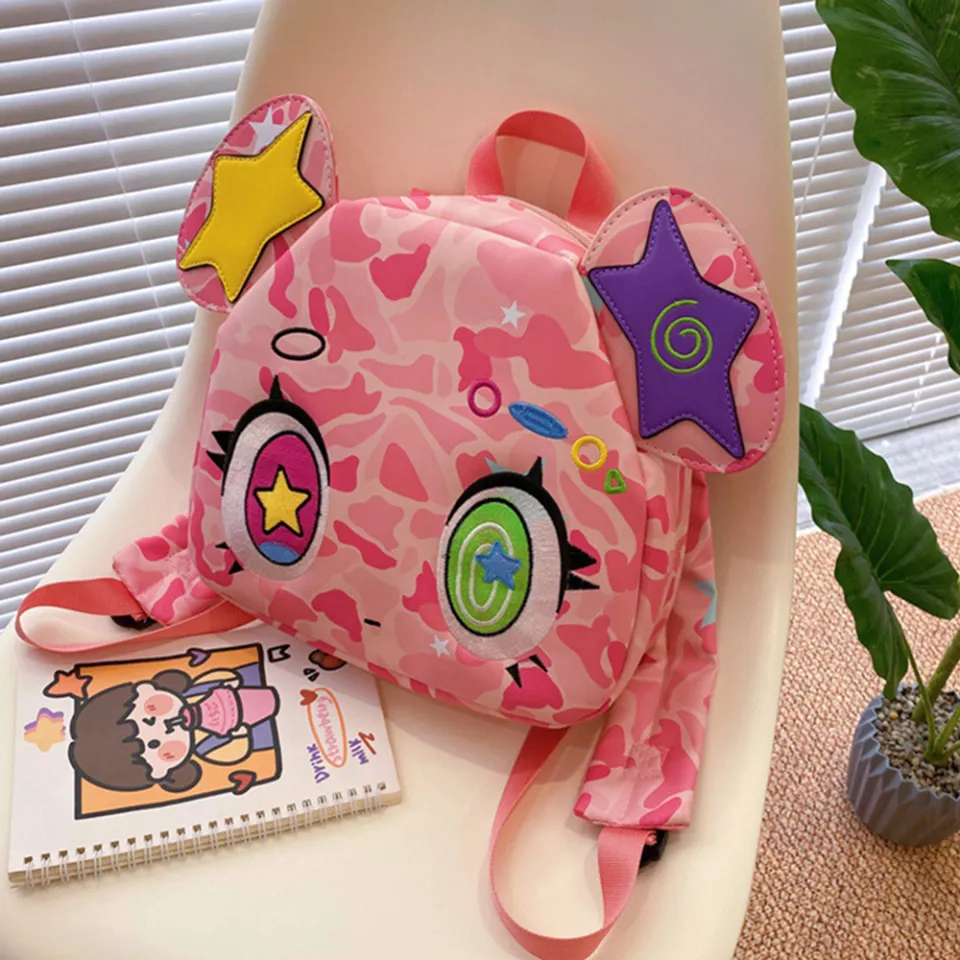 Trend Backpack Itabag Y2K Pink Bear Leather Schoolbag Girls