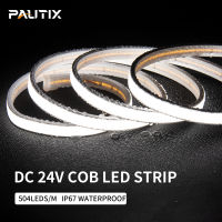 PAUTIX IP67 Waterproof COB Strip LED Light Bar 504 LEDsM DC 24V Flexible High Density LED Tape for Outdoor Indoor Room Decor