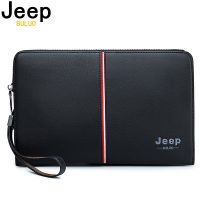 JEEP BULUO Brand Luxury Mens Handbag Clutches Bags For Phone High Quality Spilt Leather Wallet Large Capacity Male bag