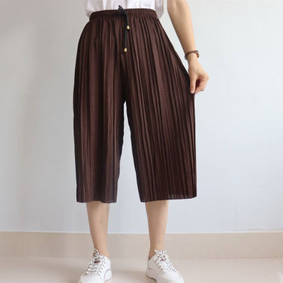 ส่งไว กางเกงอัดพลีทสีพื้นทรงสวย solid pleated pants  รุ่น7119# สินค้าพร้อมส่งจากไทย ผ้าหนังไก่ยืดได้  เอวกางเกงมีเชือกผูกรูดได้ มีหลายสีให้เลือก