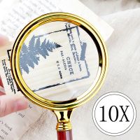 【♕】 mabiy Urijk Handheld 10X Magnifying Glass Portable Retro Hand Magnifier Loupe Glass For Reading Inspection Coins 60/70/80/90mm