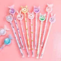 【living stationery】10ชิ้น/ล็อต Kawaii CuteBunny FawnSequin Gel0.5mm สีดำ InkPen OfficeGifts เครื่องเขียน