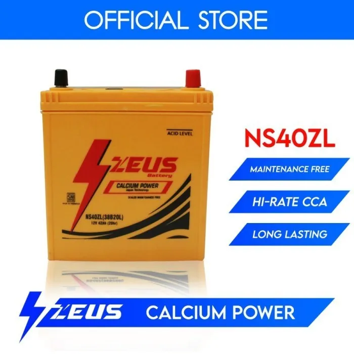 Aki Mobil Datsun Go NS40ZL Zeus Battery Calcium Power Aki kering