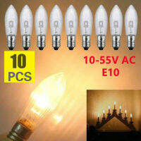 10PcsPack E10 LED 0.2W 10-55V replacement Bulbs Top Candle Fairy Christmas Lights Lamp AC Warm White Christmas Decor