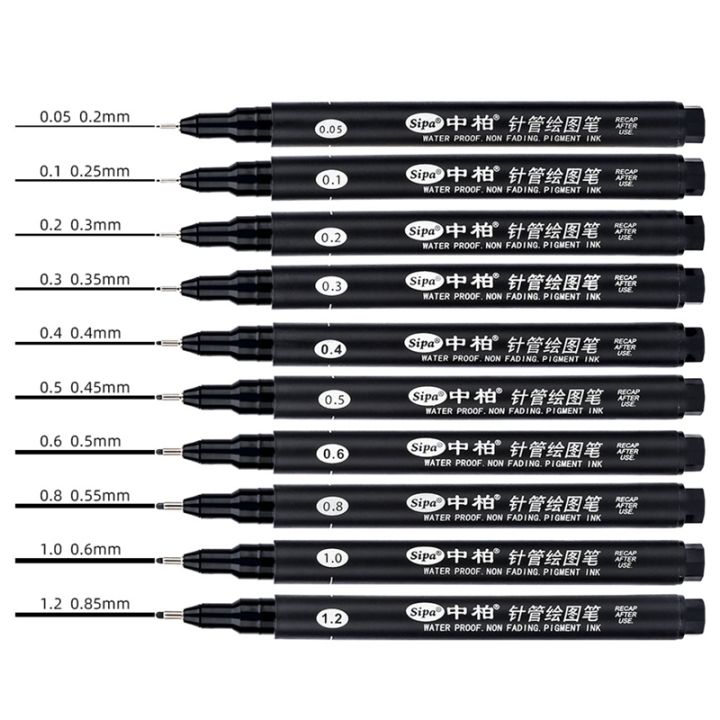 sipa-8pcs-black-thin-liner-pens-mini-liner-fineliner-drawing-pens-for-artist-illustration-technical-drawing-office-documents