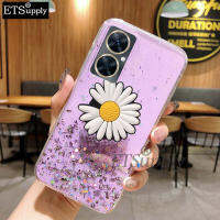 เคสโทรศัพท์ Vivo Y27 4G ฝาหลังซิลิโคนใสพับเป็นขาตั้งเลื่อมรูปดาวพระจันทร์ระยิบระยับนุ่มเคส VIVO Y27