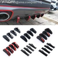 4Pcs Universal Car Rear Bumper Diffuser Lip Spoiler Shark Fin Spliter Spoiler Chassis Protector Cover Kit ABS Bumper Deflector