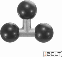 iBOLT Triple 25mm / 1 inch to 25mm / 1 inch - Three Metal Ball Joint Extension Adapter for Industry Standard Dual Ball Socket mounting arms