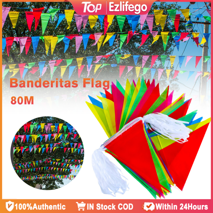 【COD】 80 Meter Banderitas Fiesta Flag Birthday Party Grand Opening ...