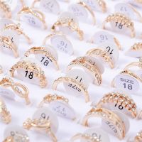 10Pcs Mixed Lots Crystal Rings Gold Color Women Engagement Wedding Party Rings Charm Party Jewelry