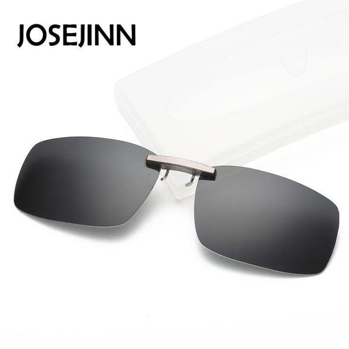 JOSEJINN Classic Square rimless polarized clip on sunglasses men women