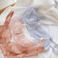 [HOT] Romantic exquisite embroidered underwear women 39;s ultra-thin bralette petal cup soft steel ring upper support gather bra set