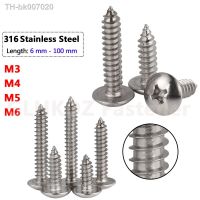 ﹉¤ﺴ  M3 M4 M5 M6 TA Mushroom Truss Head Self Tapping Wood Screw Phillips Cross Recessed Bolt 6mm-100mm A4 Marine 316 Stainless Steel