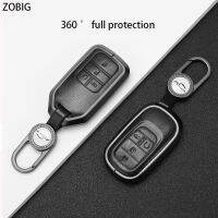 ZOBIG Key Case พวงกุญแจสำหรับ2022 Honda Civic Accord Smart Key Cover Remote Keyless Key Fob Shell Premium Aluminium Alloy Leather Protection