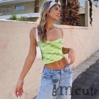 COD DSFERTGRYER Imcute Women´s Tie-Dye Sleeveless Camisole Backless Bandage Pleated Design Sexy Tank Tops (S/M/L)