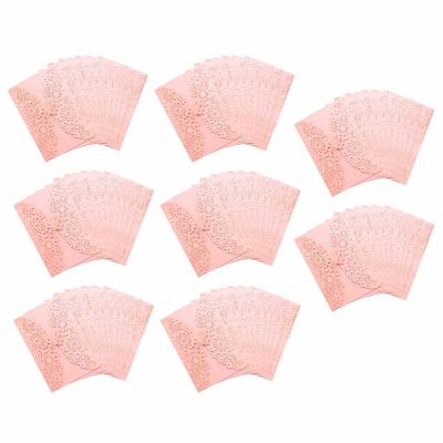 80Pcs Delicate Carved Butterflies Romantic Wedding Party Invitation Card Envelope Invitations for Wedding：Pink