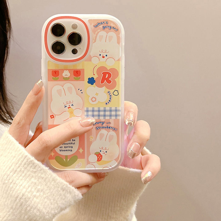 เคสโทรศัพท์มือถือเก็บของขนาดใหญ่กันกระแทกกันตกกันรอยขีดข่วนกันฝุ่นกันรอยนิ้วมือตกแต่งน่ารัก-tpu-นิ่มลายการ์ตูนรูปกระต่ายฝาครอบป้องกันโทรศัพท์มือถือสำหรับ-iphone-13-min-pro-pro-max-โทรศัพท์มือถือที่ทนท