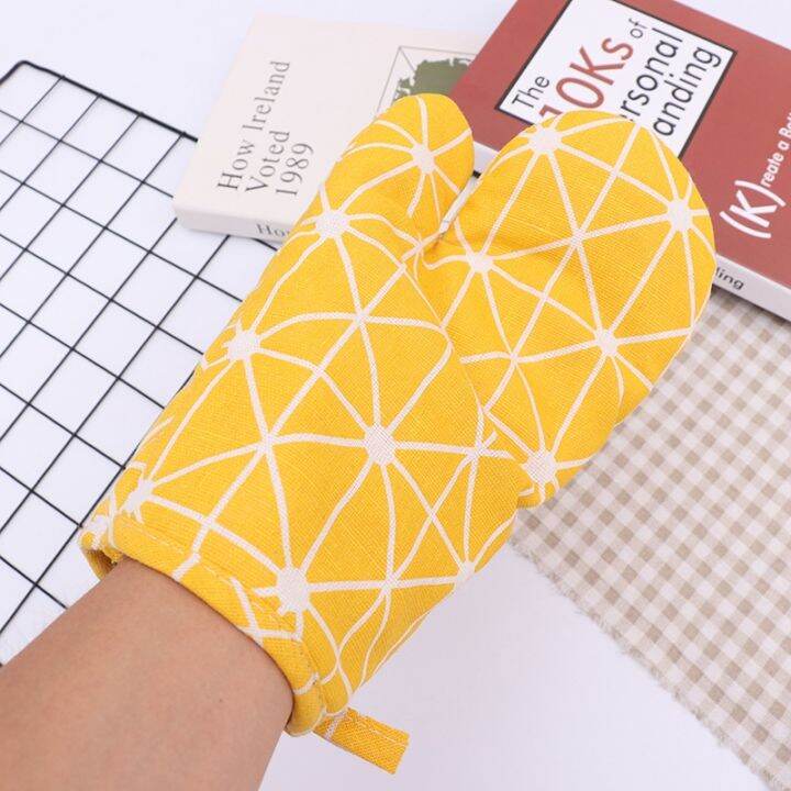 1-piece-cute-non-slip-yellow-gray-cotton-fashion-nordic-kitchen-cooking-microwave-gloves-baking-bbq-potholders-oven-mitts