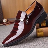 Oxford Leather Shoes Men Luxury Business Breathable Patent Leather Formal Shoes Plus Size Man Office Wedding Flats Male Black