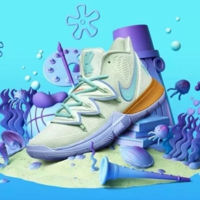 [HOT] ✅Original NK* Kyri- 5 SpongeBob- Squidward- Blue Matching Mens Basketball Shoes Sports Sneakers Shoes Unisex