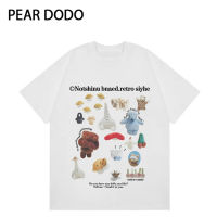 เสื้อยืดแขนสั้นสำหรับผู้หญิงเสื้อยืดคอกลมหลวม PEAR DODO ฉบับภาษาเกาหลี