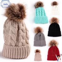 SADIE Fashion Soft Adjustable Crochet Knitted Hat Winter Warm Cap Wool Fur Beanie Pompom Ball