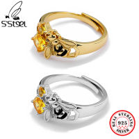 SSTEEL 925 Sterling Silver Bee Zircon Gold Adjustment Ring For Women Accesories Party Open Rings 2021 Trend Fine Jewellery