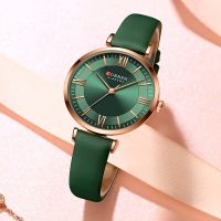 นาฬิกาข้อมือสตรี2023สีเขียวขาวฟ้านาฬิกาควอตซ์สายหนังสำหรับสตรีนาฬิกาแฟชั่นนาฬิกาคลาสสิค HP ผู้หญิงร้านค้า