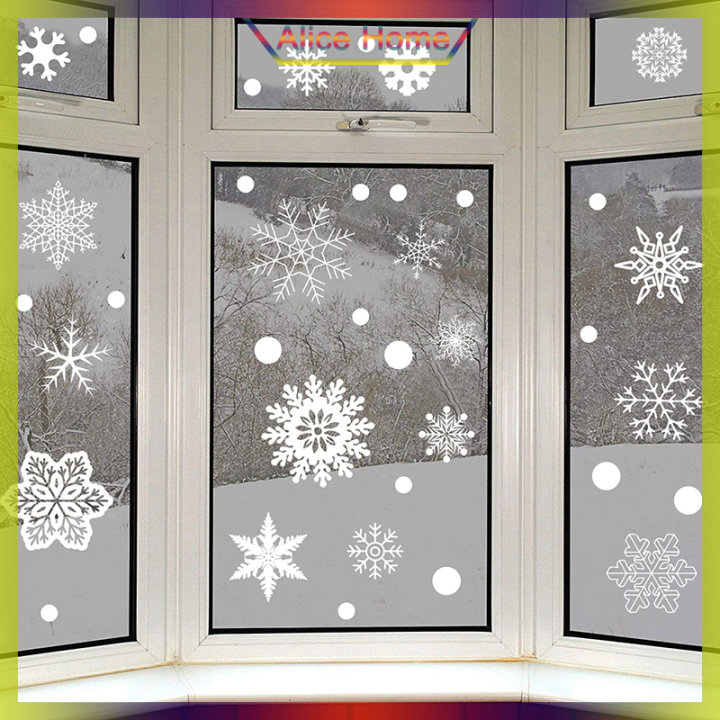 Alice Christmas 37pcs Glitter Snowflake Clings Window Film Glass Sticker  Static Decal