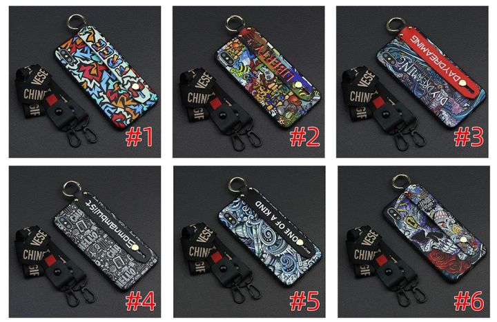 cover-dirt-resistant-phone-case-for-huawei-honor-x9-4g-back-cover-phone-holder-anti-knock-tpu-graffiti-wristband-cute